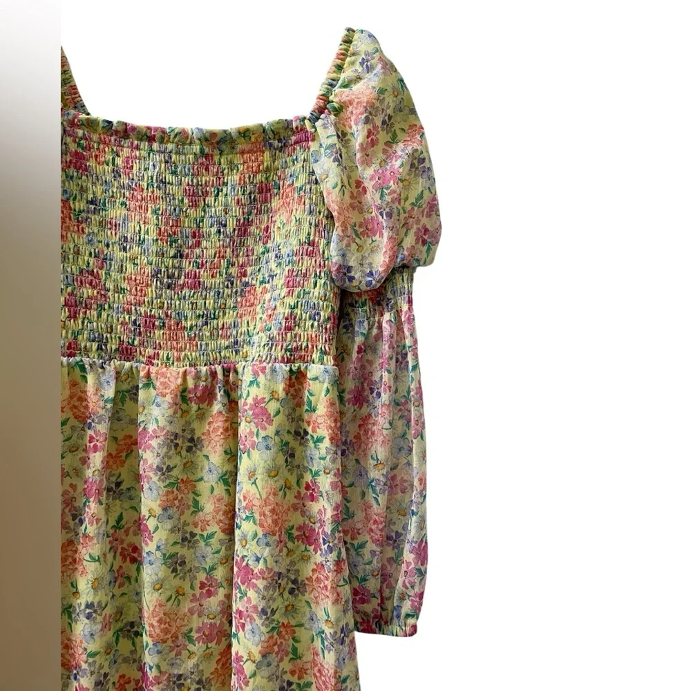Franki by Francesca’s Yellow Floral Smocked Dress